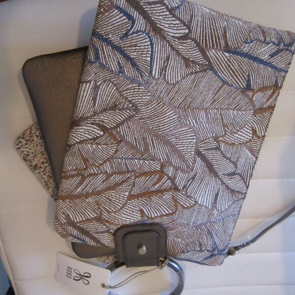 HOBO BRAND SABLE TRIPLE POUCH SET~PEWTER MIXED MEDIA~NEW WITH TAGS!